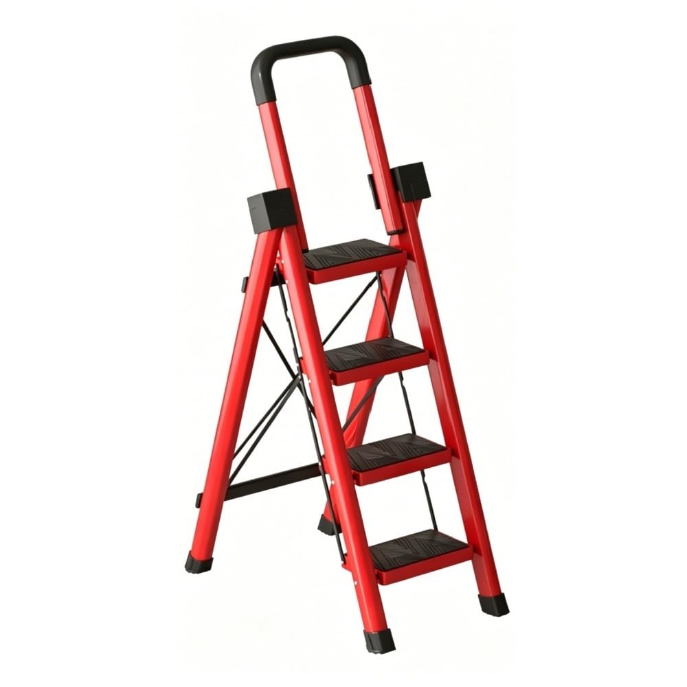 Heavy Sturdy Steel 4 Tier Step Stool with Handrail F8185