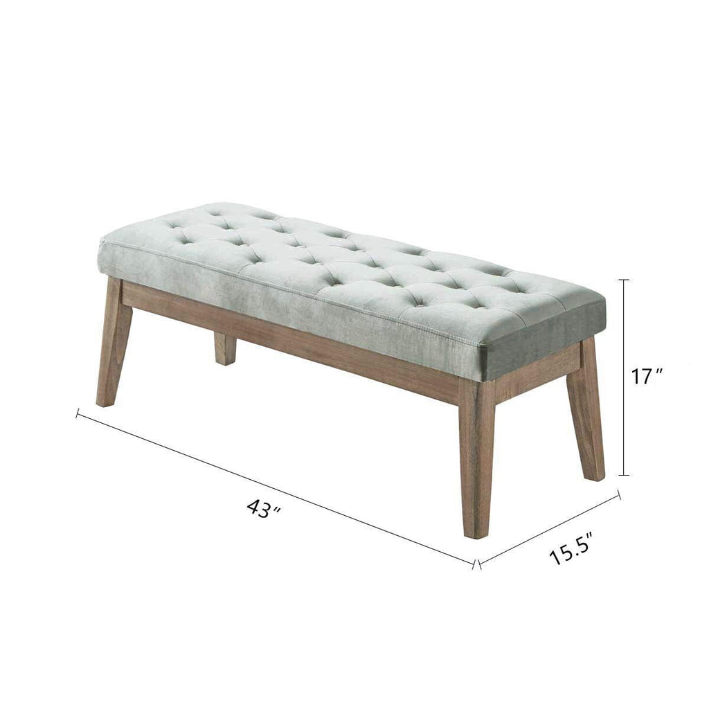 Velvet Upholstered Tufted Entryway Bench with Solid Wood Leg Z494348