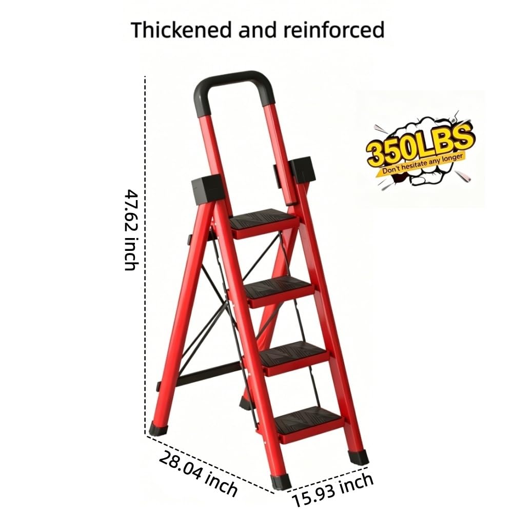 Heavy Sturdy Steel 4 Tier Step Stool with Handrail F8185
