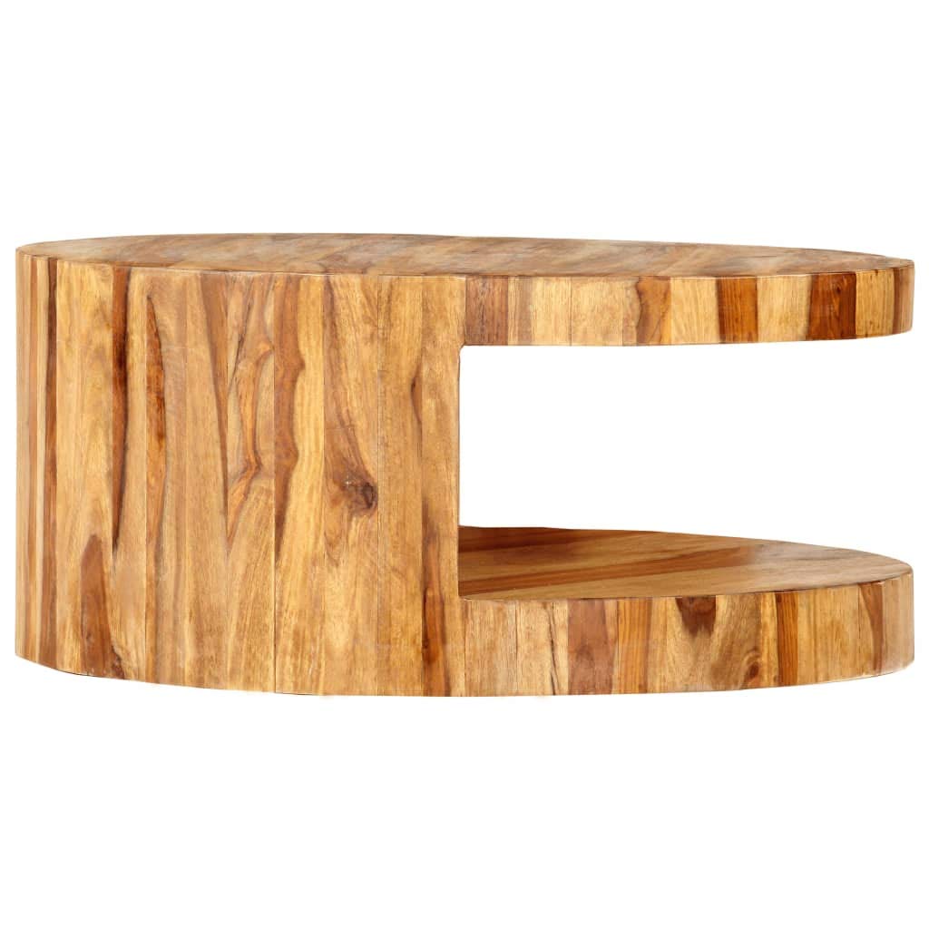 Round Coffee Table 25.6"x11.8" Solid Sheesham Wood Y77090