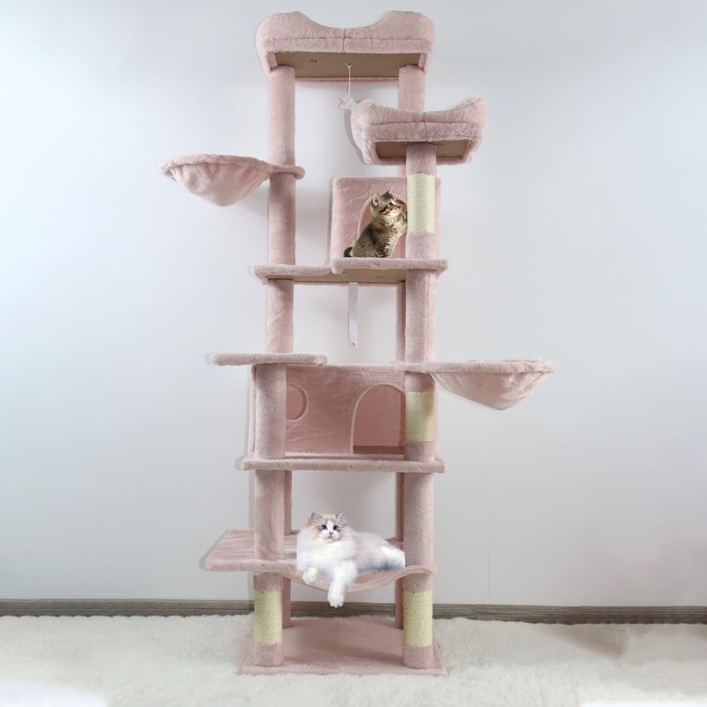 68in Multi Level Cat Tree with Hammocks, Cat Cave, Hanging Basket and Scratching Posts A520771
