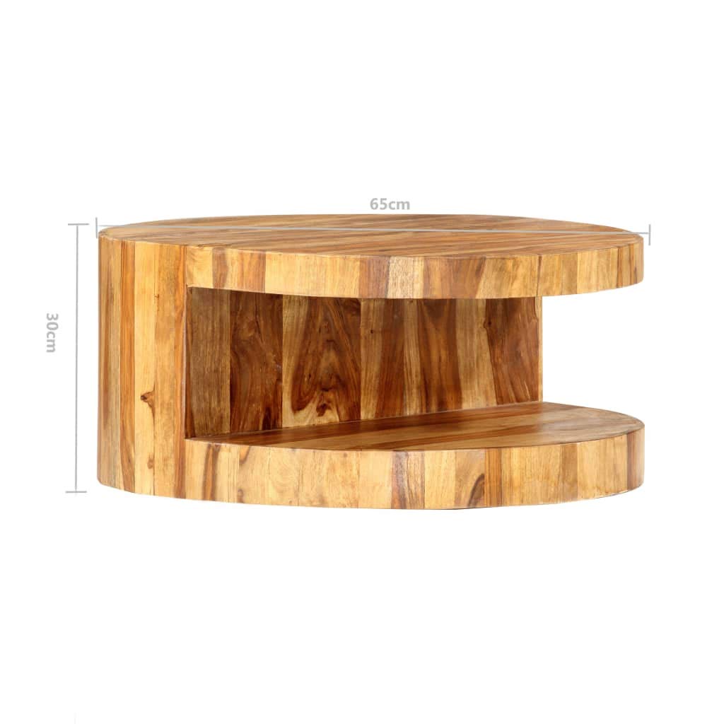 Round Coffee Table 25.6"x11.8" Solid Sheesham Wood Y77090