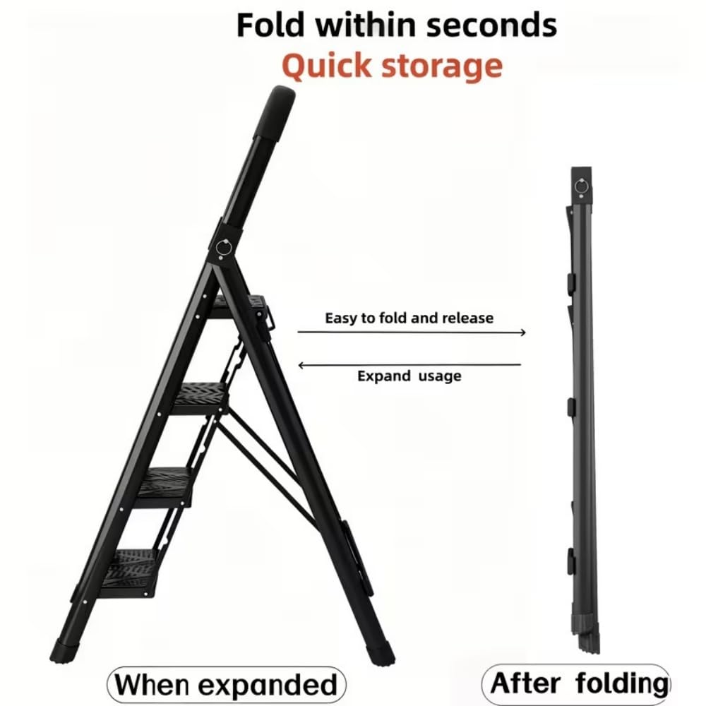 Heavy Sturdy Steel 4 Tier Step Stool with Handrail F8185