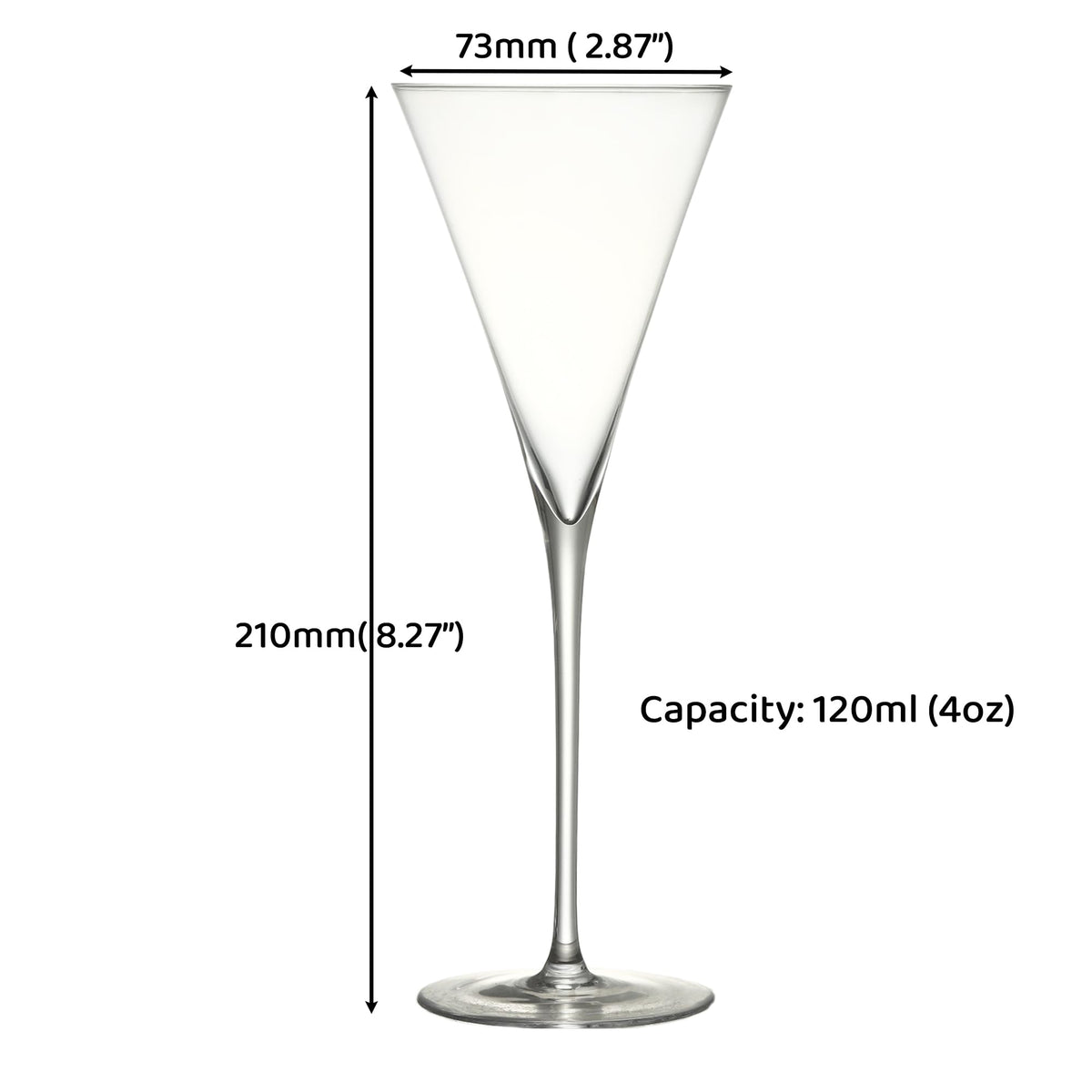 Clear Hand Blown 4 oz Martini Glasses Set of 6 F120607