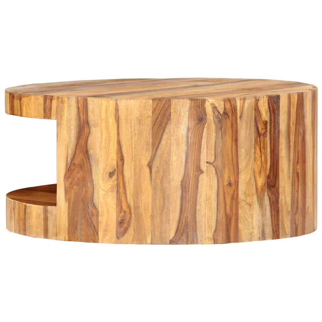 Round Coffee Table 25.6"x11.8" Solid Sheesham Wood Y77090