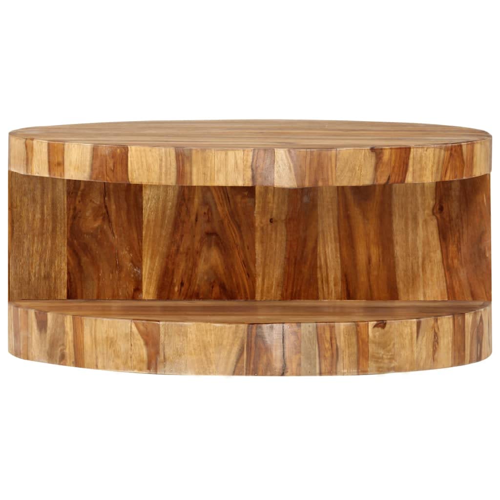 Round Coffee Table 25.6"x11.8" Solid Sheesham Wood Y77090