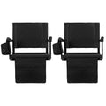 2 Pcs Folding Stadium Seat with Back Support and Cup Holder Black I3992