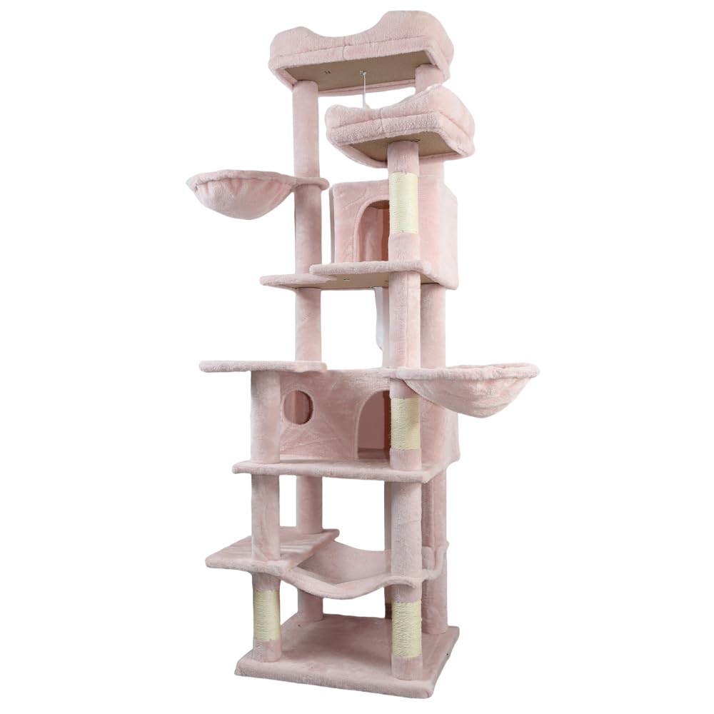 68in Multi Level Cat Tree with Hammocks, Cat Cave, Hanging Basket and Scratching Posts A520771