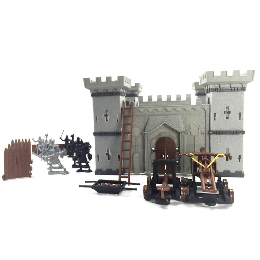 Medieval Castle Knights Action Figure Toy Playset with Catapult and Horse-Drawn Carriage R288118