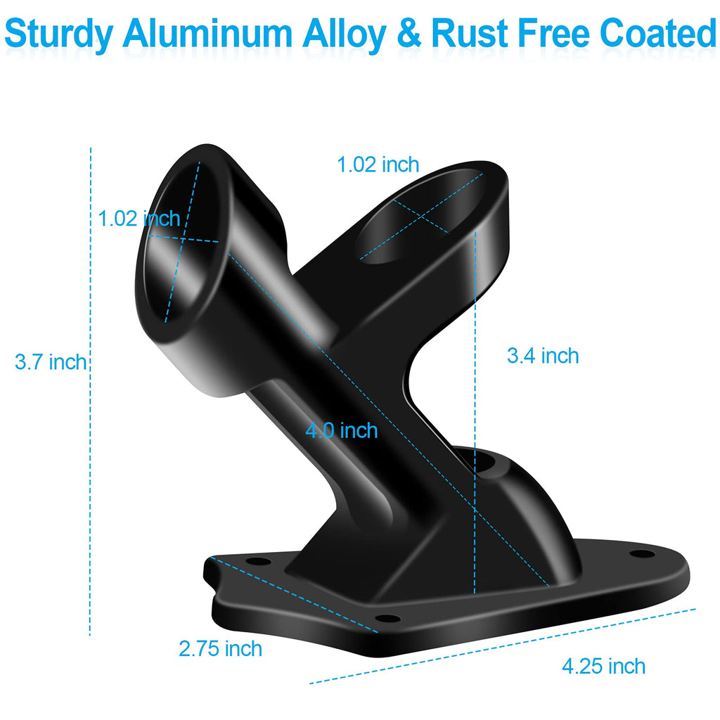 1" Flag Pole Holder Brackets with Hardwares, Two Positions Aluminium Alloy Rust Free Coated, Black 1 Pack Z363