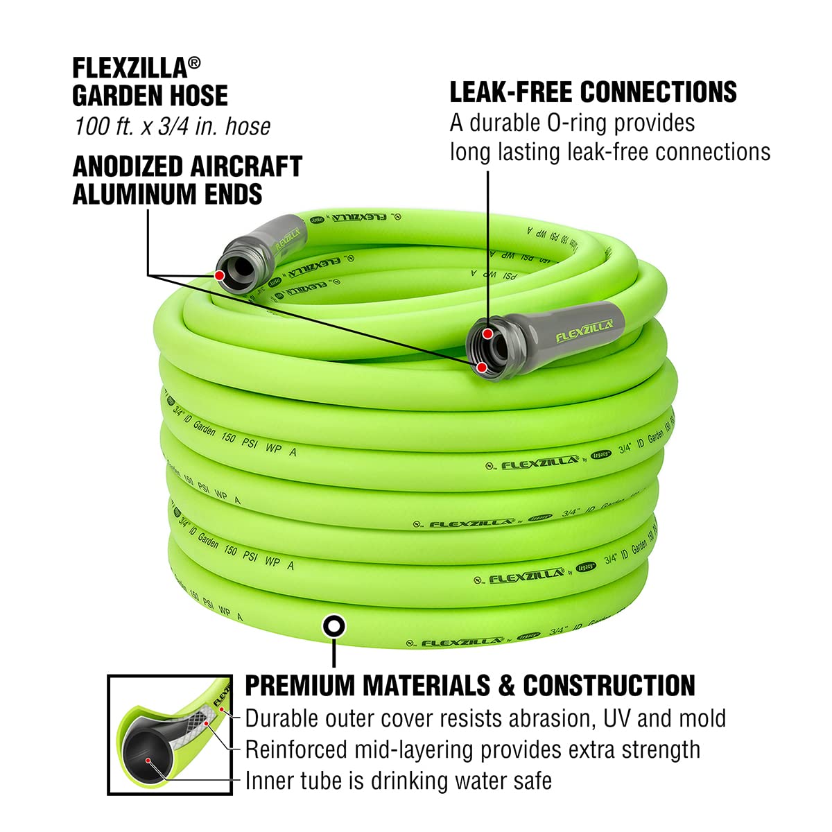 3/4 in. x 100 ft. Drinking Water Safe Garden Hose & Twist Action Nozzle L278164