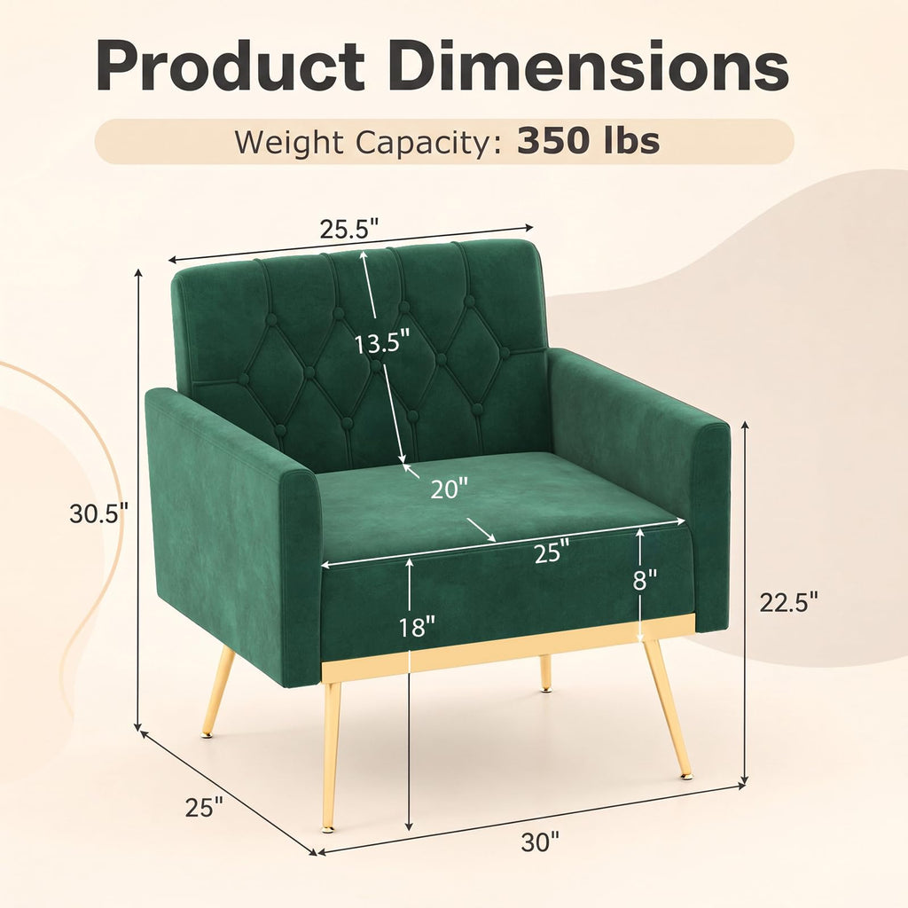 Velvet Accent Chair Set of 2 Emerald Green N5507