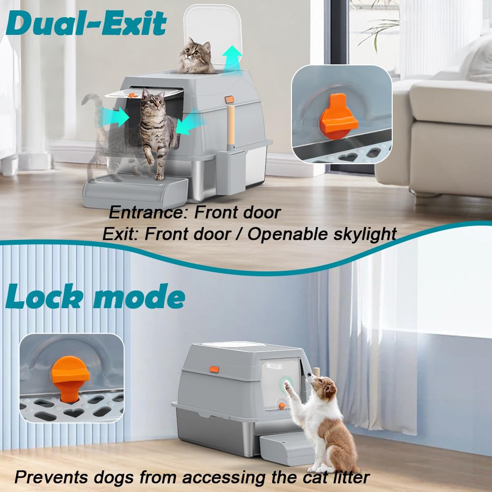 XL Stainless Steel Litter Box with Lid Z432