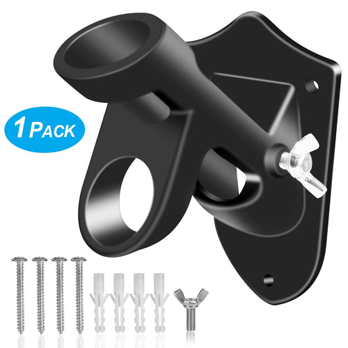1" Flag Pole Holder Brackets with Hardwares, Two Positions Aluminium Alloy Rust Free Coated, Black 1 Pack Z363