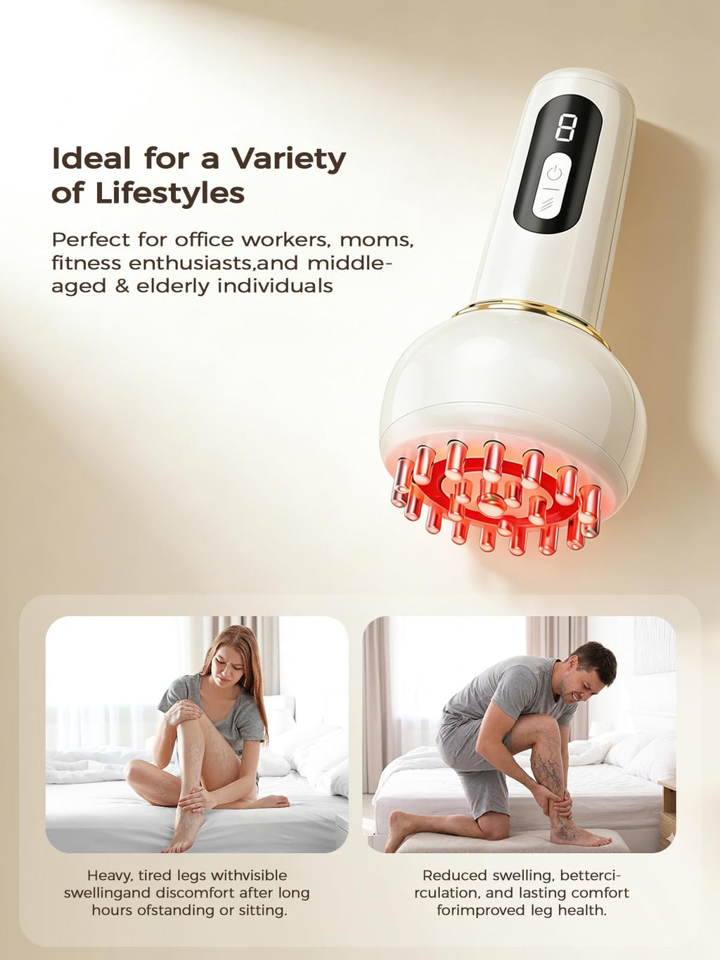 Leg Massager with Heat, Light, SoothingPulse & Vibration U661139