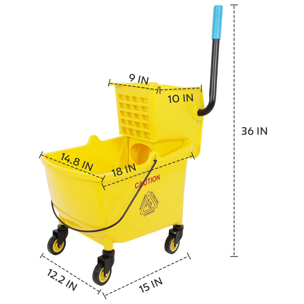 Commercial Mop Bucket with Wringer, 35 Quart Mop and Bucket Set B5787