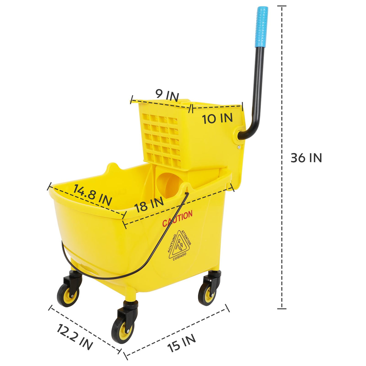 Commercial Mop Bucket with Wringer, 35 Quart Mop and Bucket Set B5787
