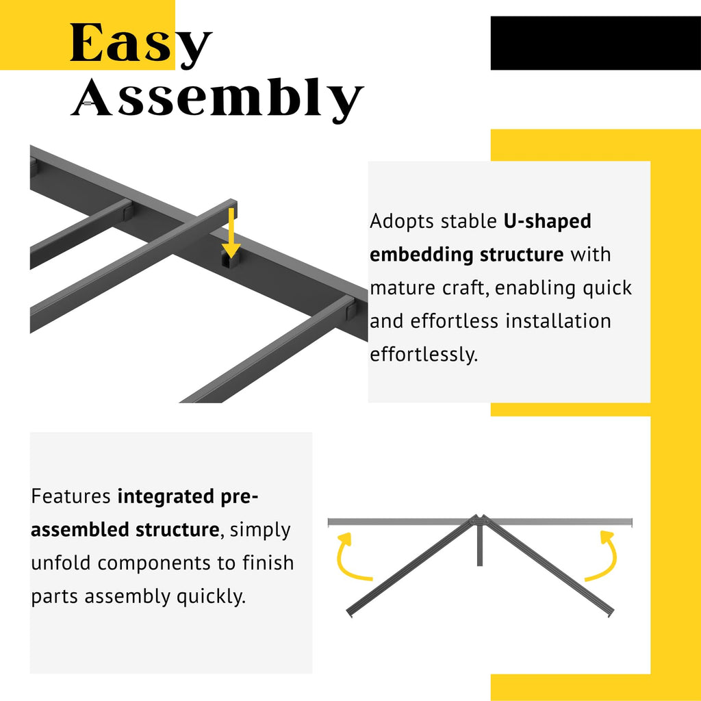 12" Metal Full Platform Bed Frame with Headboard F99781