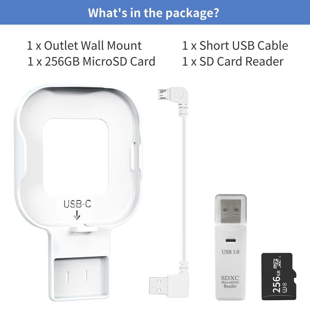 256GB MicroSD Card and Wall Mount with USB-C Cable O5897