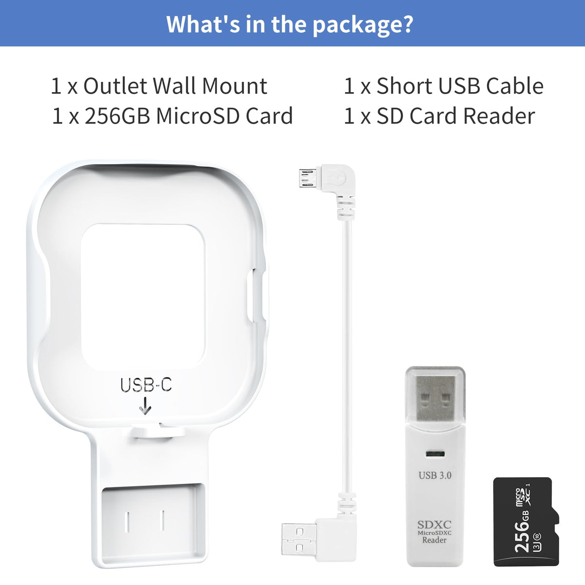 256GB MicroSD Card and Wall Mount with USB-C Cable O5897
