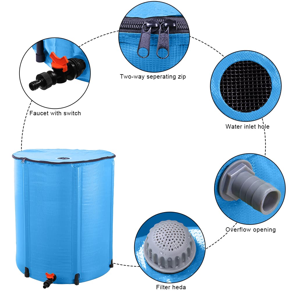 50 Gallon Blue Collapsible Rain Barrel H34445