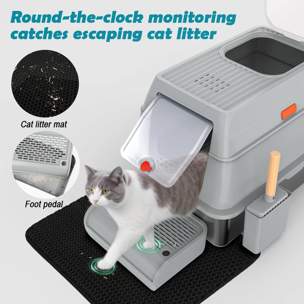 XL Stainless Steel Litter Box with Lid Z432