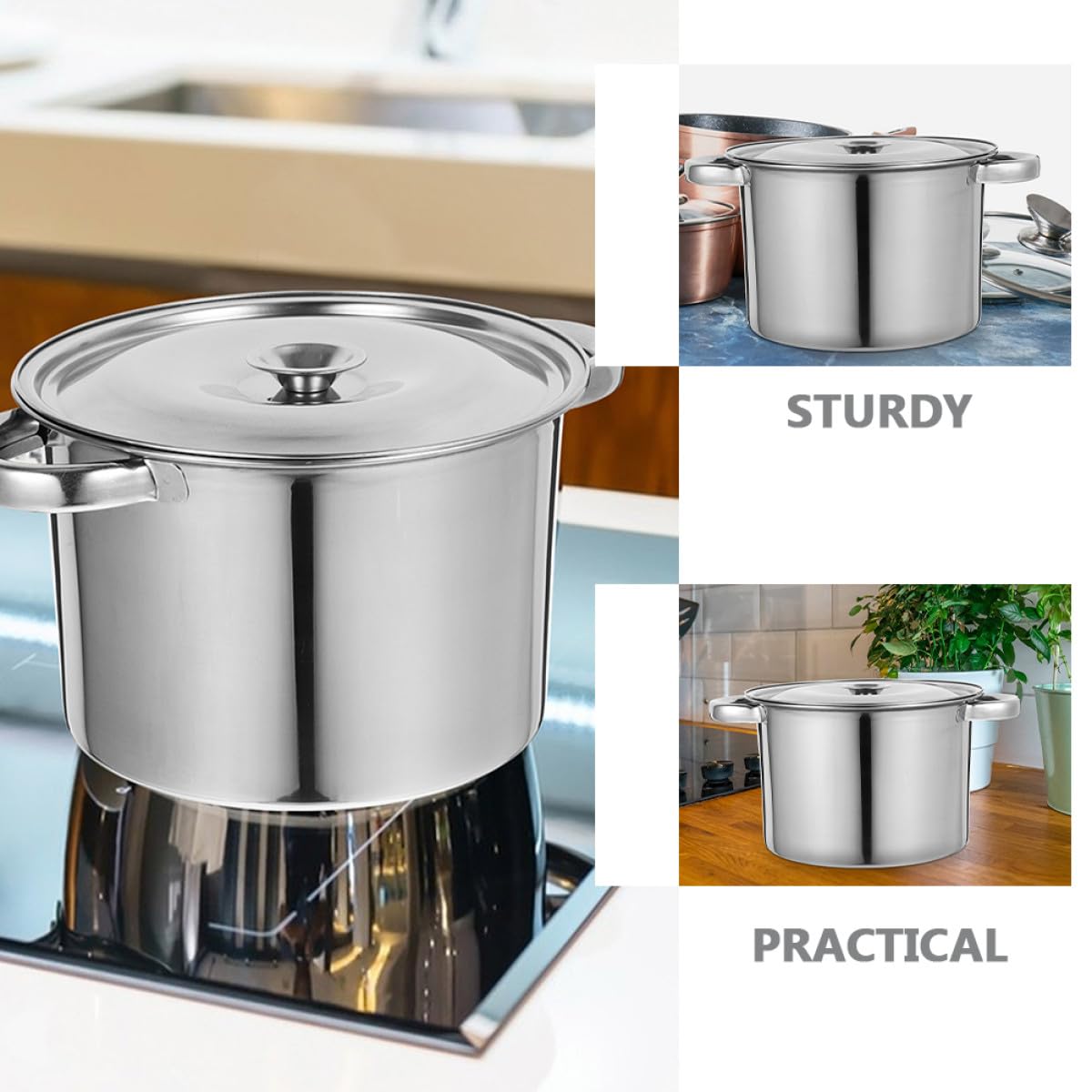 Stainless Steel Double Handle Stock Pot with Lid O8370