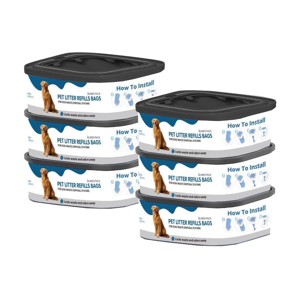 6 Pack Jumbo Square Refills Pet Waste Bags Q859