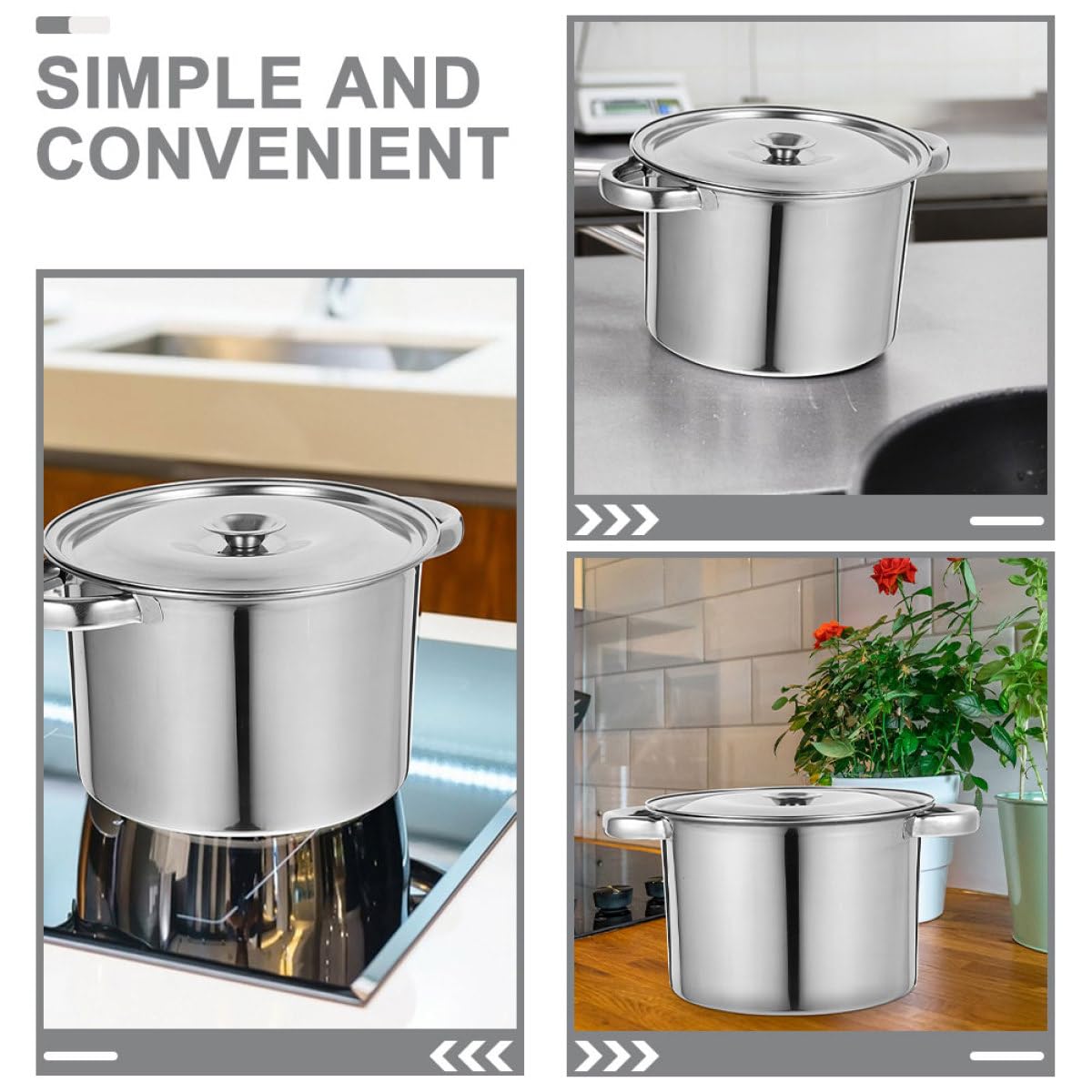Stainless Steel Double Handle Stock Pot with Lid O8370