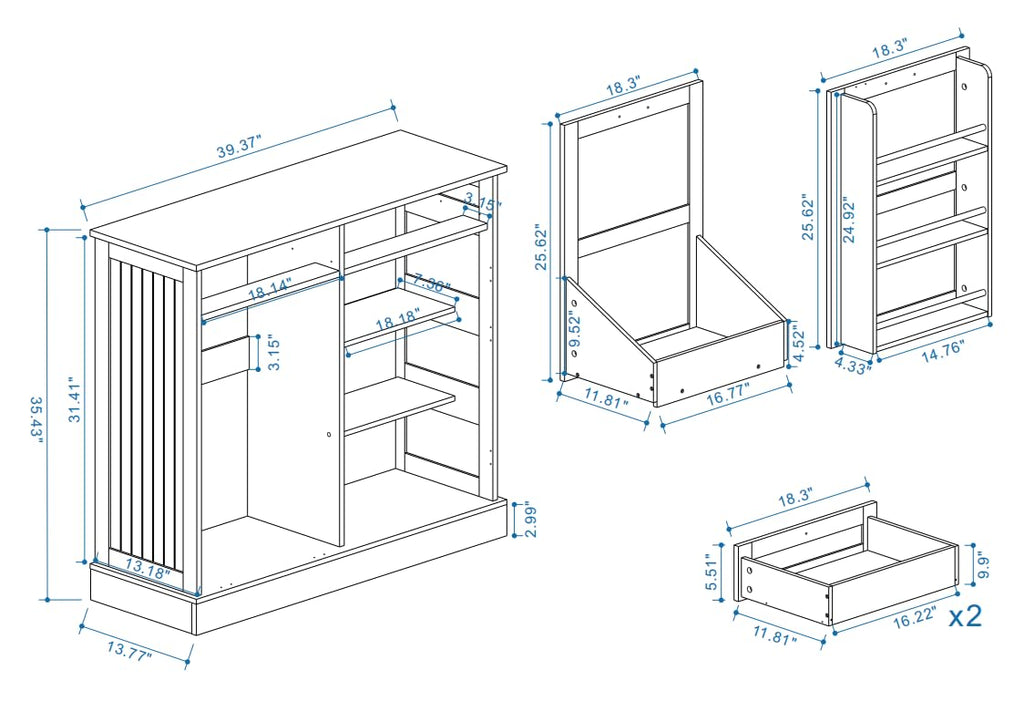 White Double Tilt Out Trash Cabinet with Two Drawers F1702