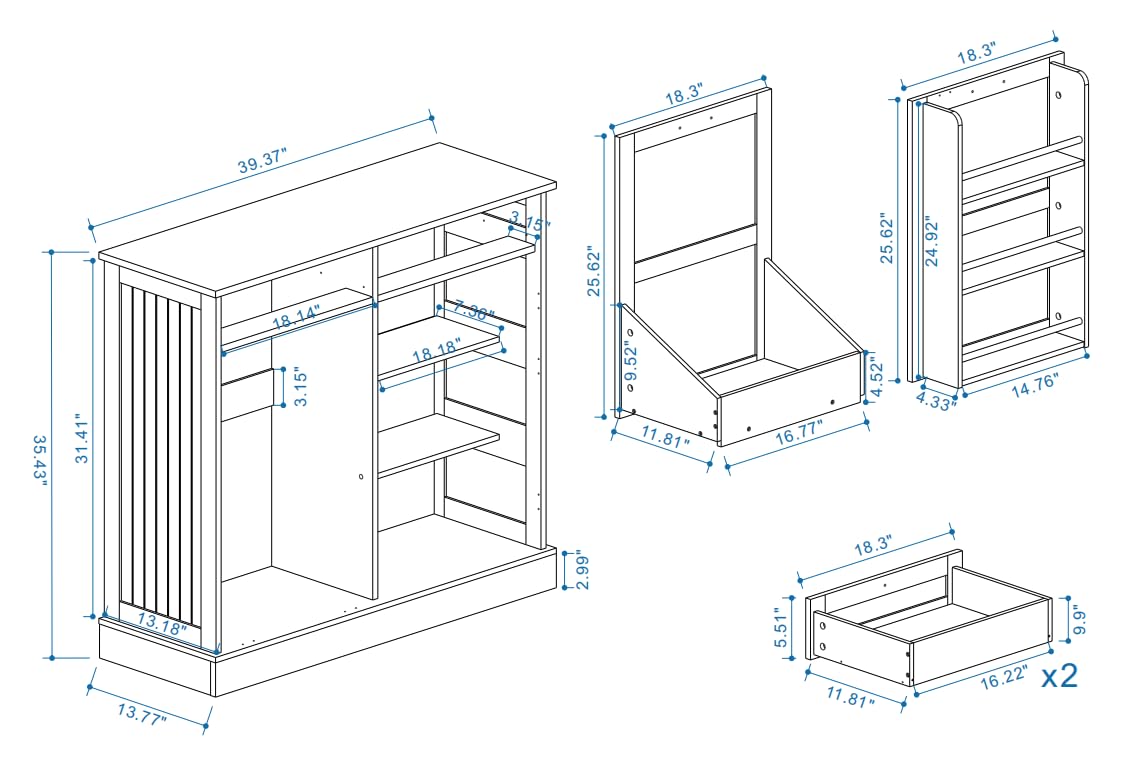 White Double Tilt Out Trash Cabinet with Two Drawers F1702