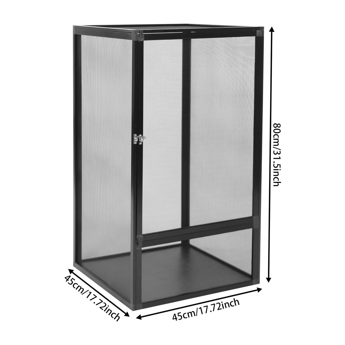 Black Large Aluminum Screen Reptile Terrarium Cage with Locking Latch Z185944