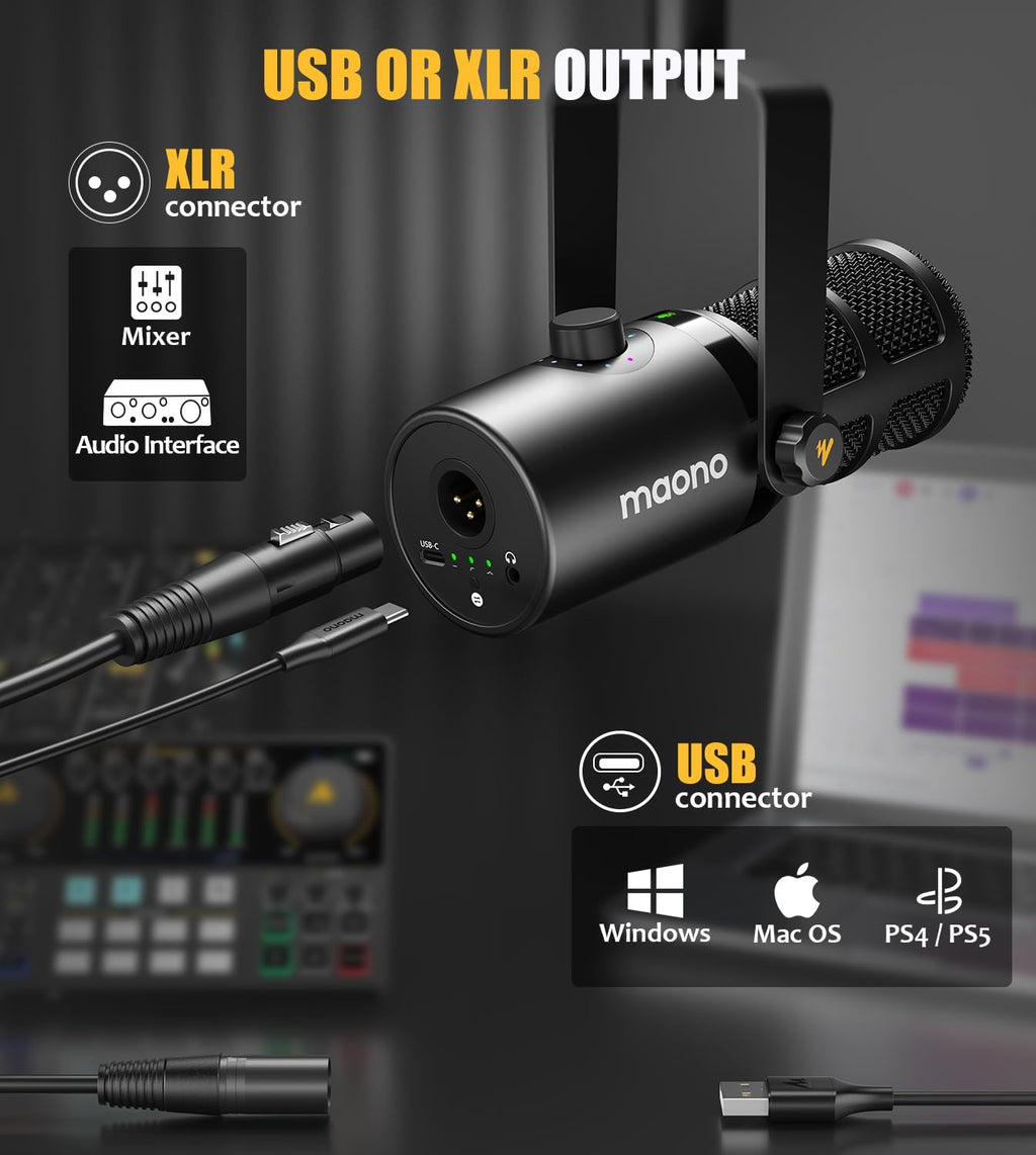 Dynamic Microphone, USB/XLR Podcast PC Mic E21679