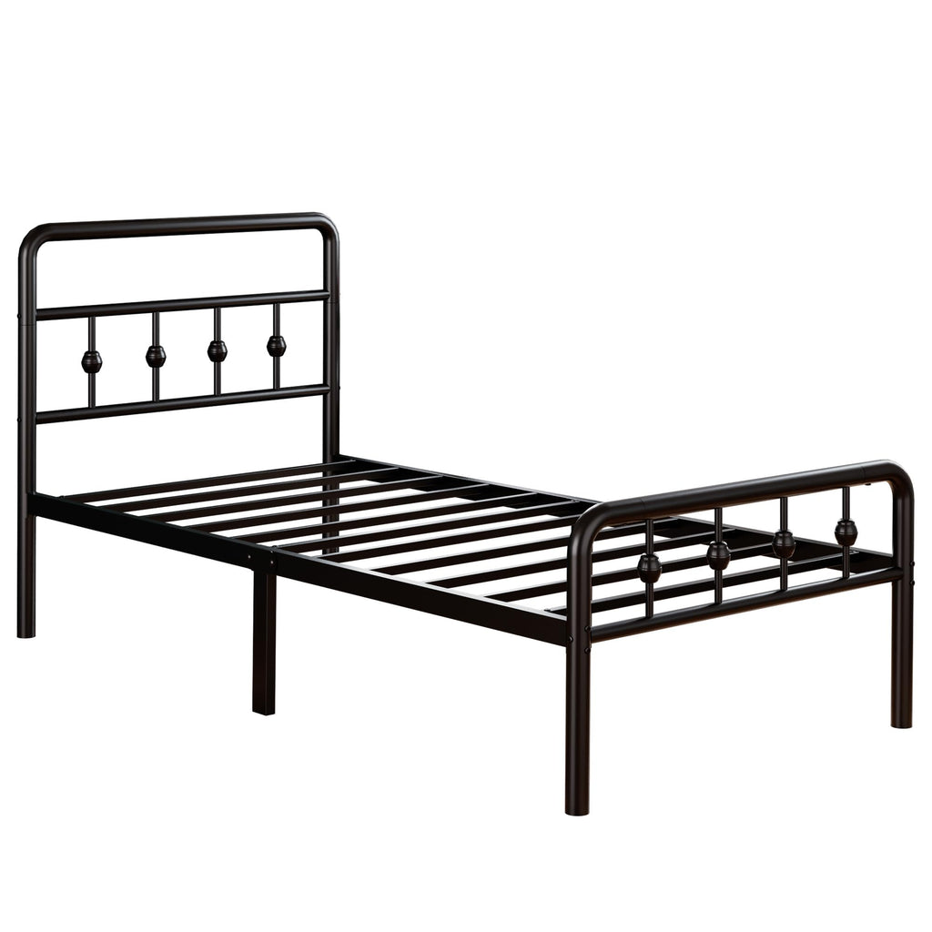 16 Inch Twin Metal Platform Bed with Headboard and Footboard B645170
