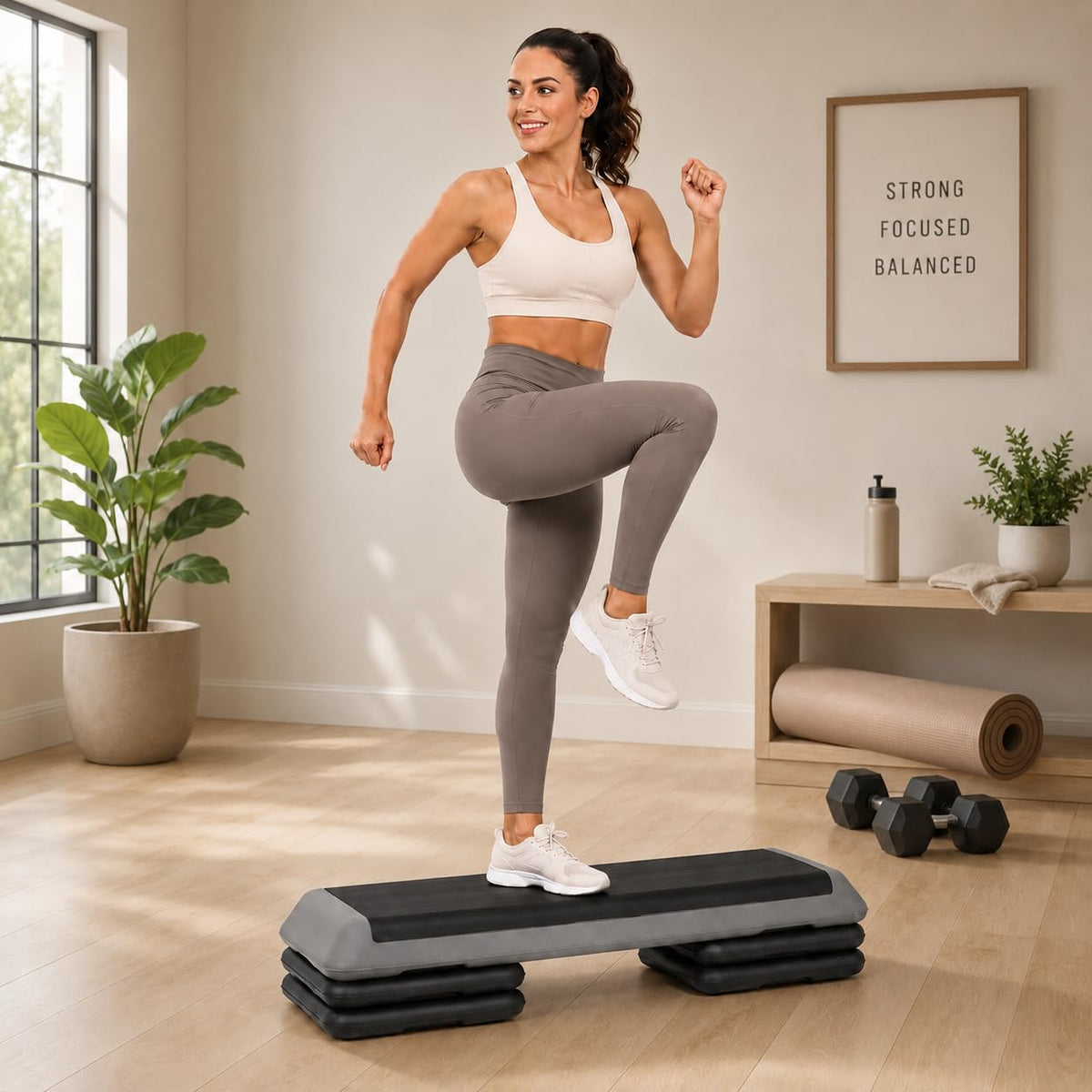 43" Adjustable Aerobic Exercise Step Platform with 4 Removable Risers O958363