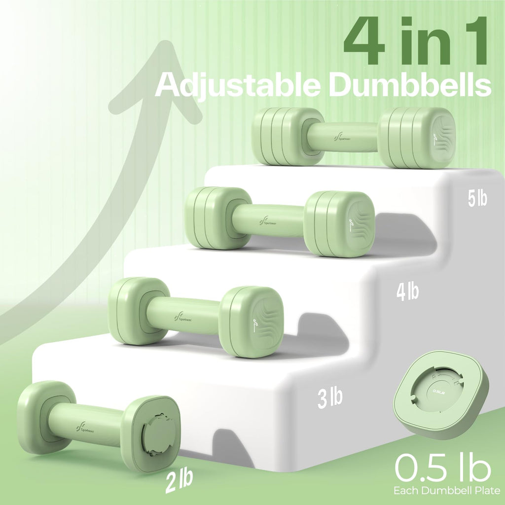 Adjustable Dumbbell Set of 2, 4 in 1 Free Weights with Soft Rubber Handle V227969