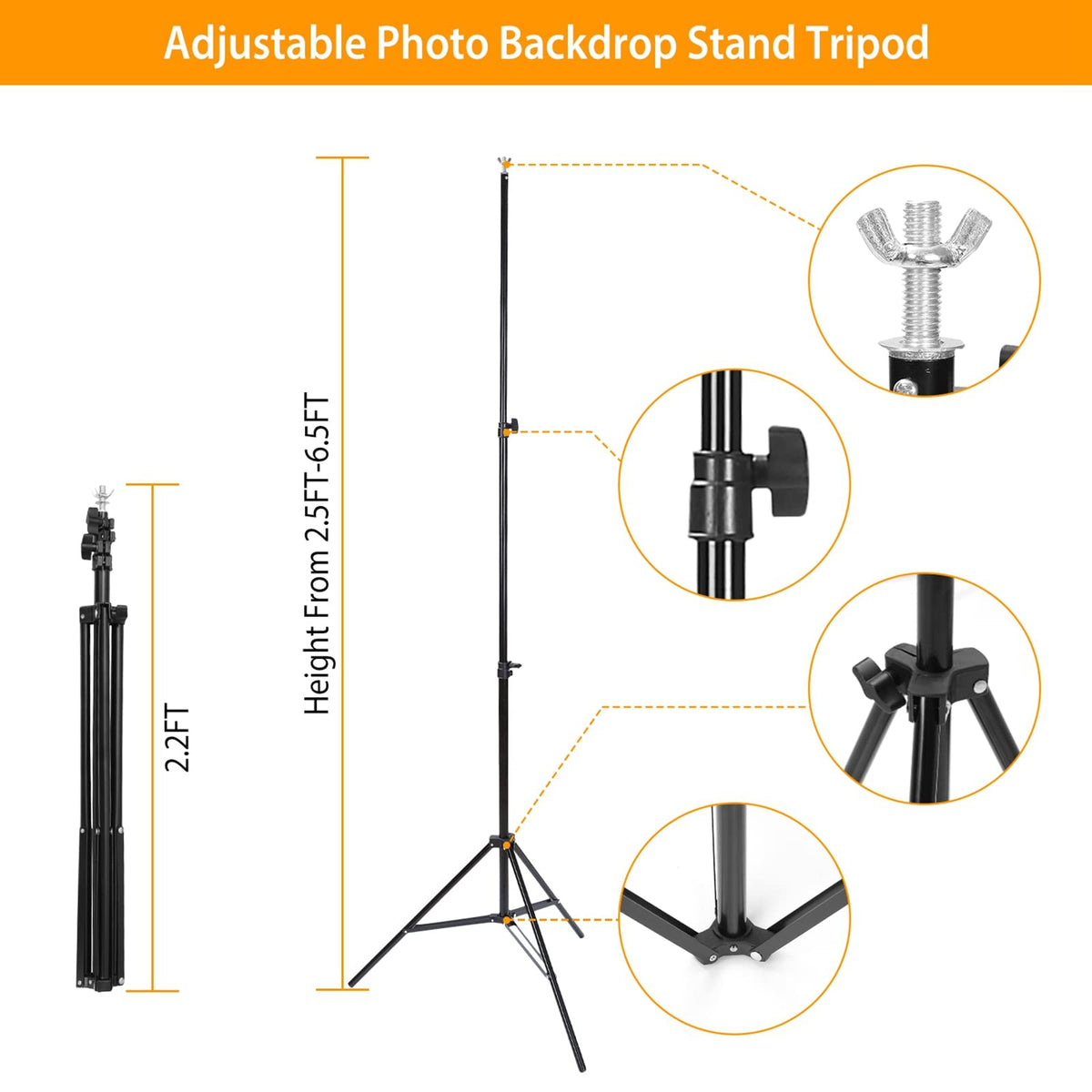 10ft Adjustable Backdrop Stand Kit with Clamps & Carry Bag P344