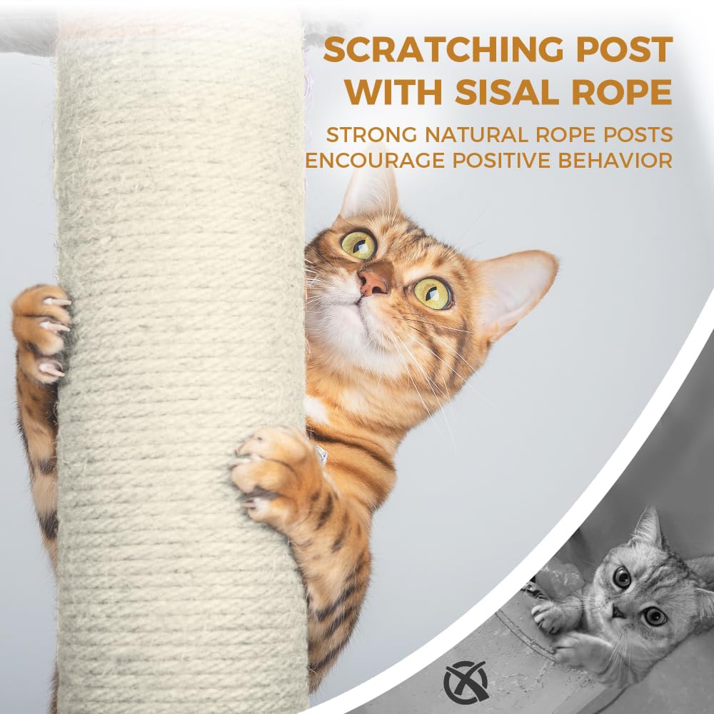 68in Multi Level Cat Tree with Hammocks, Cat Cave, Hanging Basket and Scratching Posts A520771