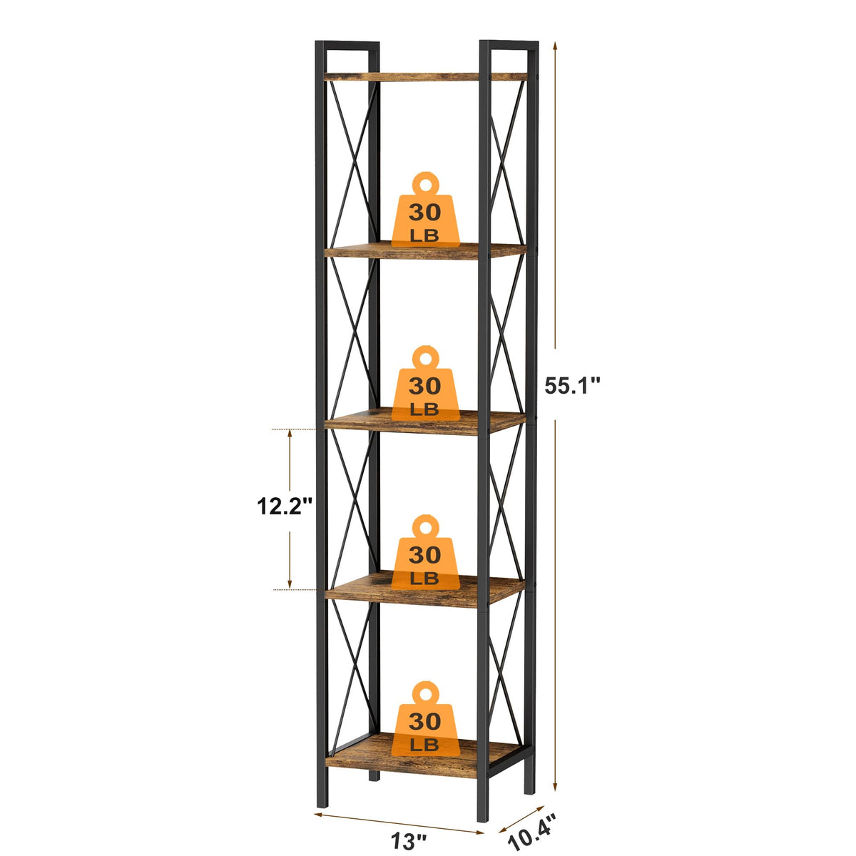 5 Tier Metal Bookshelf N1606