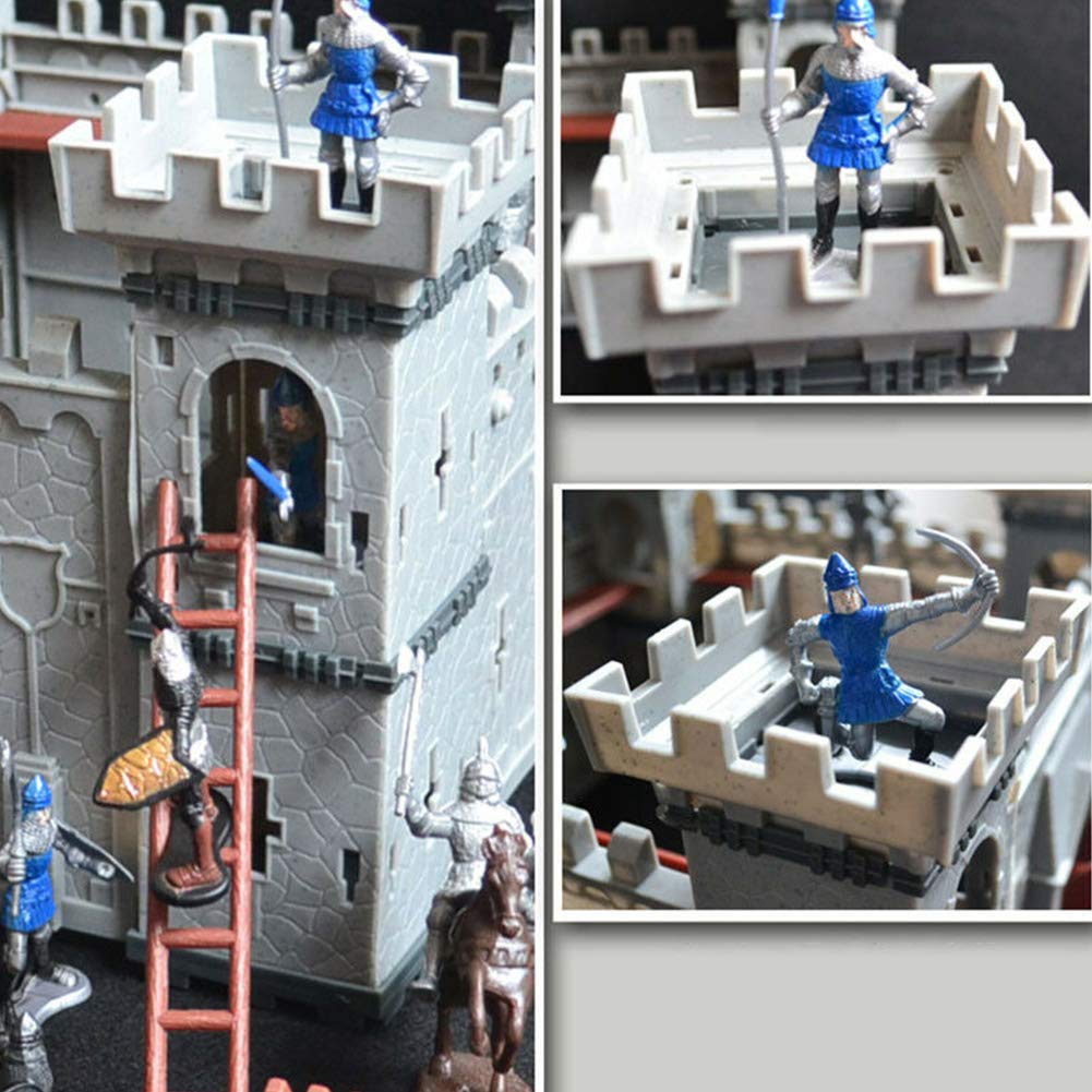 Medieval Castle Knights Action Figure Toy Playset with Catapult and Horse-Drawn Carriage R288118