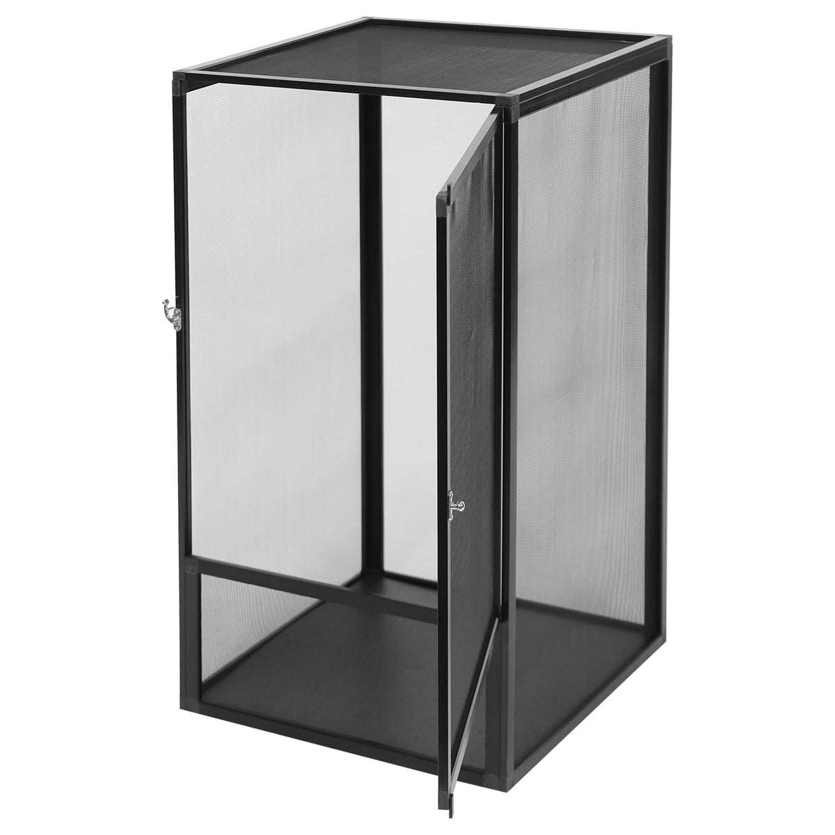 Black Large Aluminum Screen Reptile Terrarium Cage with Locking Latch Z185944