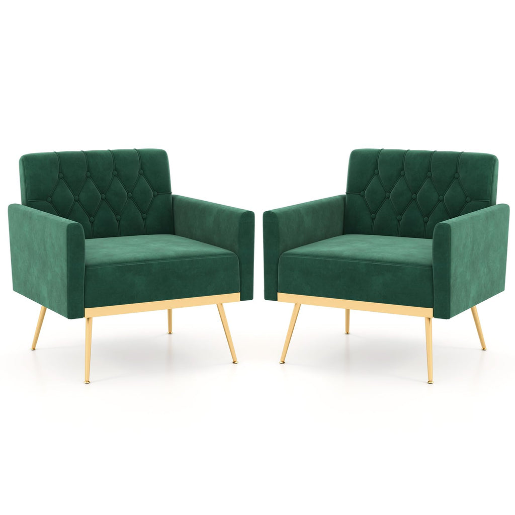 Velvet Accent Chair Set of 2 Emerald Green N5507