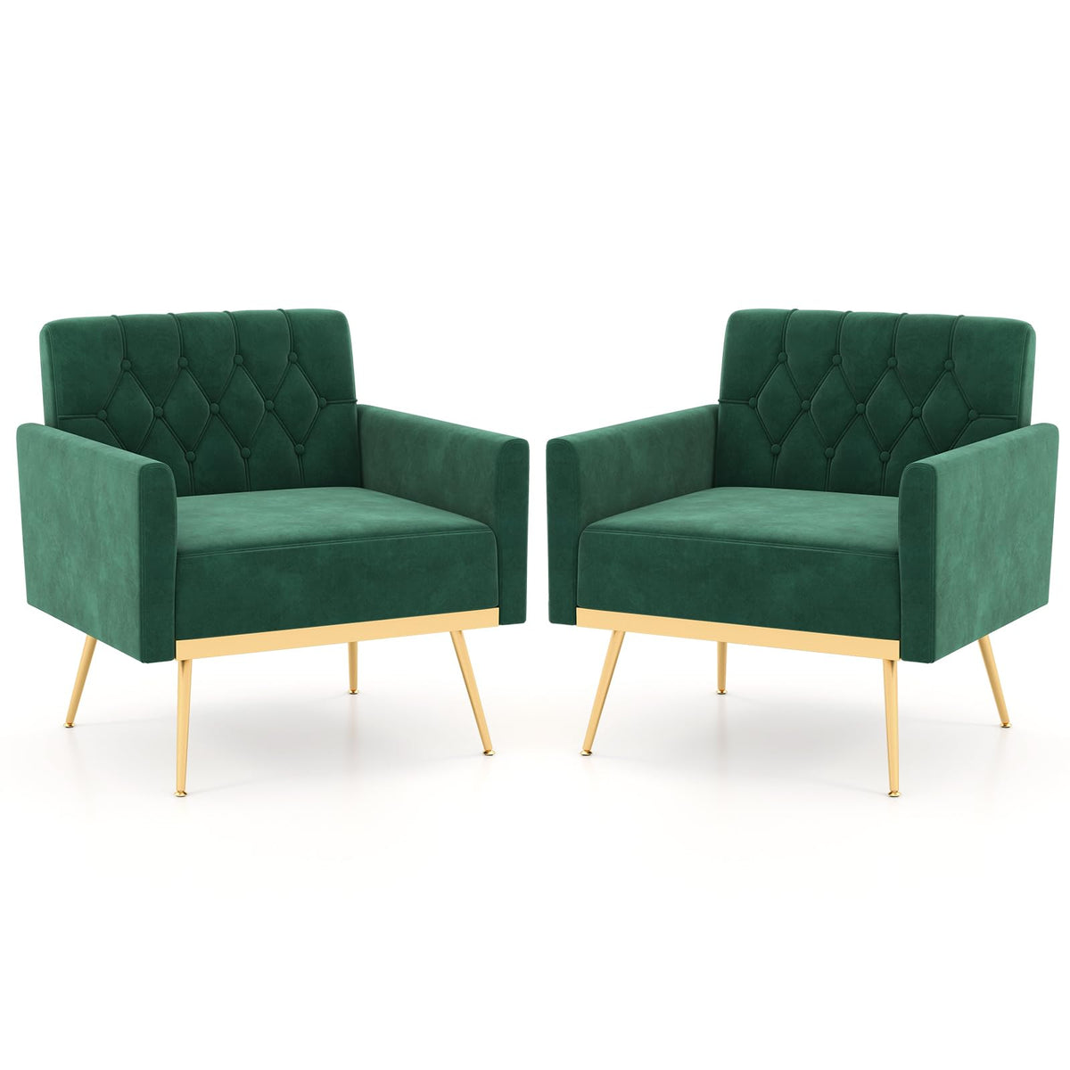 Velvet Accent Chair Set of 2 Emerald Green N5507
