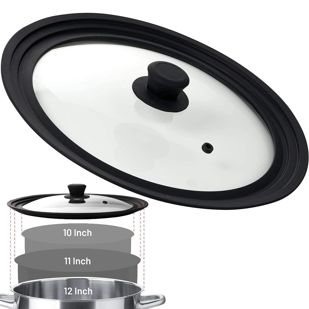 Universal Tempered Glass Lids with Silicone Rim, 2-Pack M46391