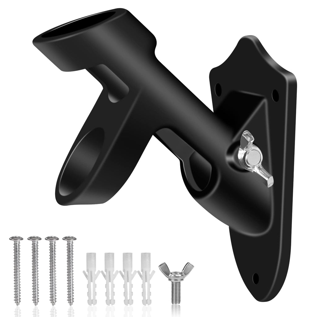 1" Flag Pole Holder Brackets with Hardwares, Two Positions Aluminium Alloy Rust Free Coated, Black 1 Pack Z363