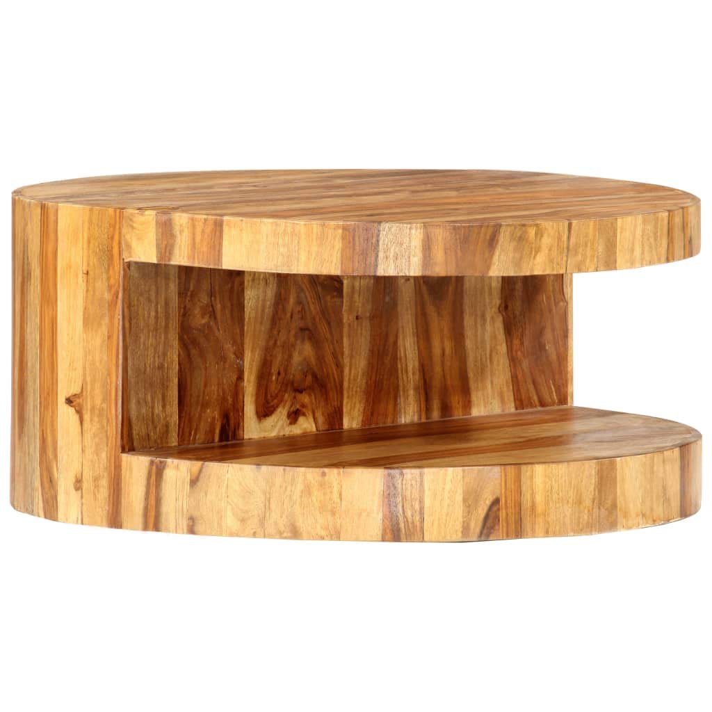 Round Coffee Table 25.6"x11.8" Solid Sheesham Wood Y77090