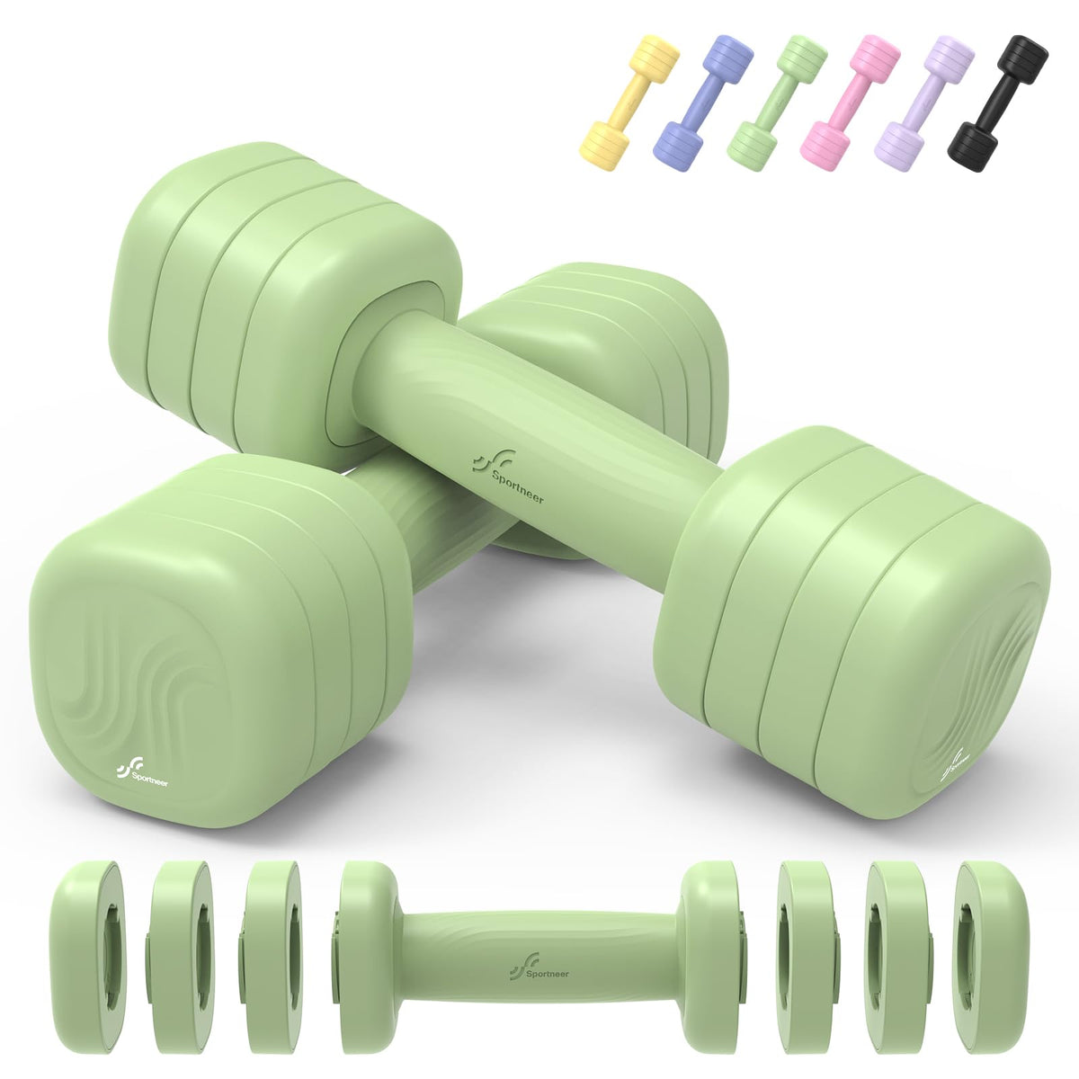 Adjustable Dumbbell Set of 2, 4 in 1 Free Weights with Soft Rubber Handle V227969
