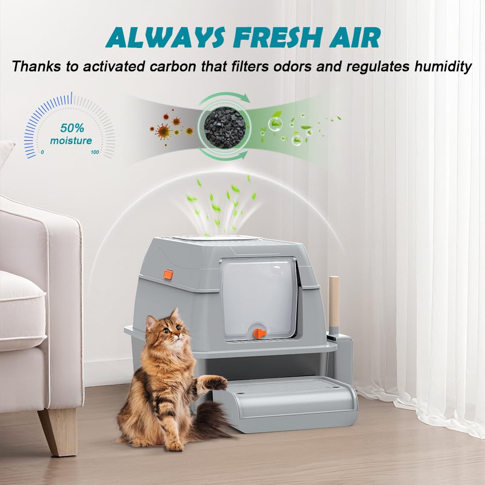 XL Stainless Steel Litter Box with Lid Z432