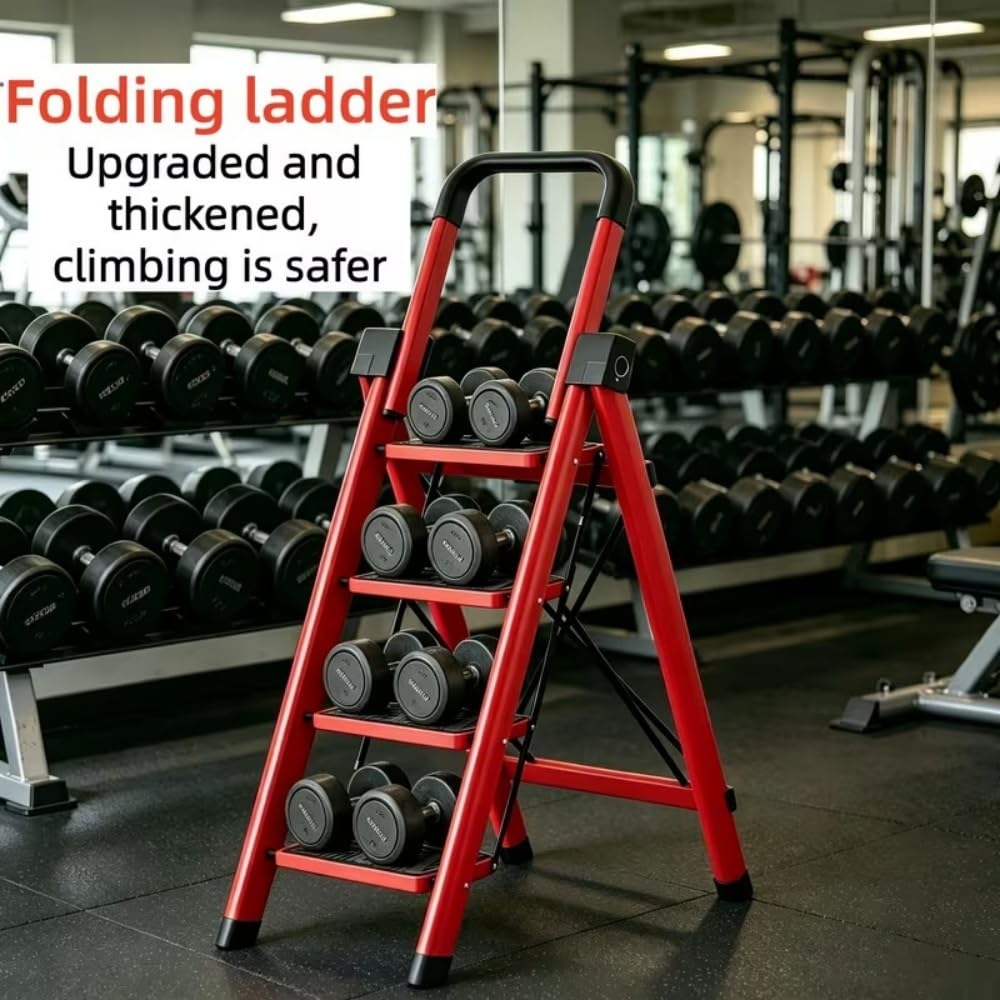 Heavy Sturdy Steel 4 Tier Step Stool with Handrail F8185