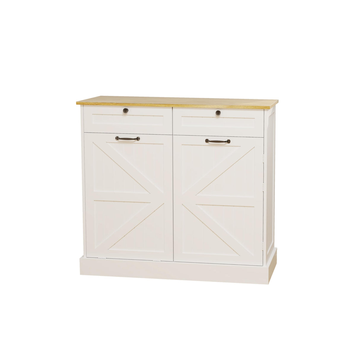 White Double Tilt Out Trash Cabinet with Two Drawers F1702